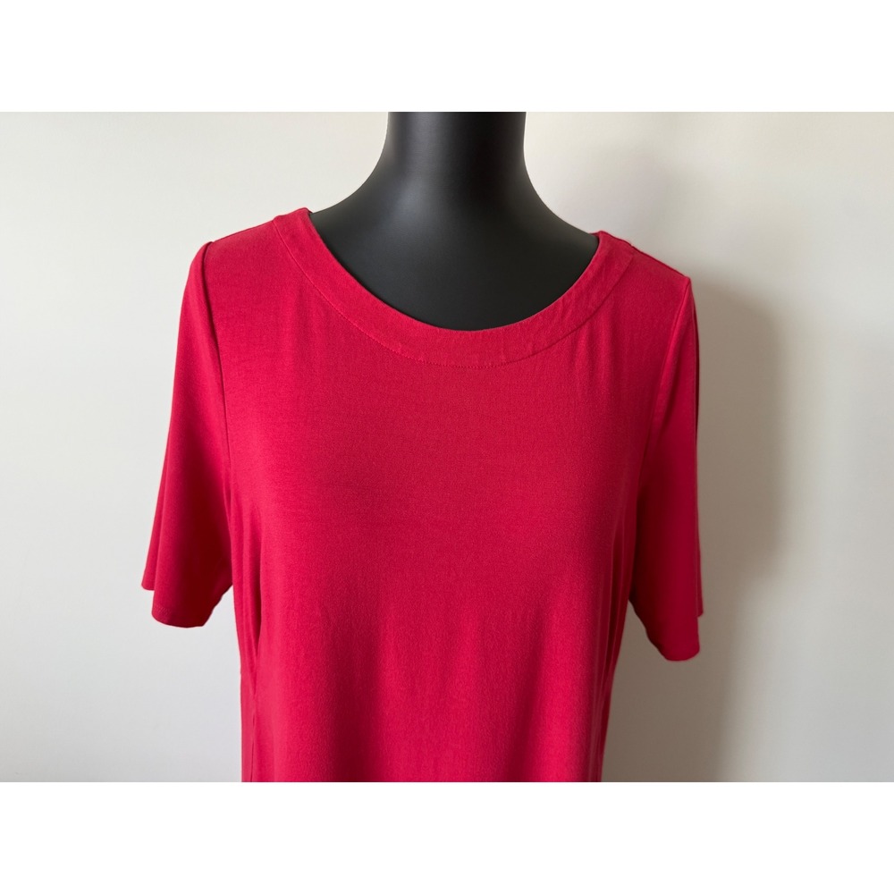 J. Jill Wearever Red Jersey Knit Maxi Dress Short Sleeve Empire Waist Womens M - Picture 2 of 11